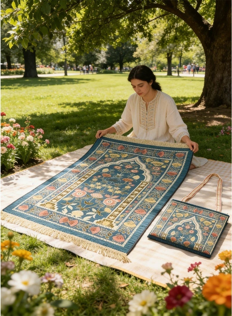 سجادة صلاة رمضان، سجادة صلاة إسلامية محمولة مع حقيبة حمل أنيقة، سجادة ناعمة قابلة للطي، هدية رائعة للعائلة والأصدقاء المسلمين - Image 5